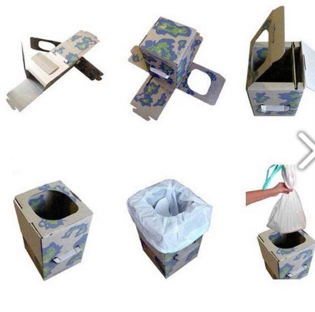 Cleanis cardboard dry toilet kit – Compact, practical, eco-responsible & economical for vans, roof tents, campers, truck drivers, fishermen...