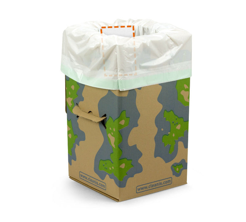 Cleanis cardboard dry toilet kit – Compact, practical, eco-responsible & economical for vans, roof tents, campers, truck drivers, fishermen...