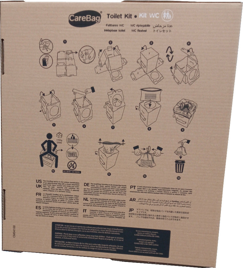Cleanis cardboard dry toilet kit – Compact, practical, eco-responsible & economical for vans, roof tents, campers, truck drivers, fishermen...
