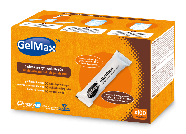 GelMax® de Cleanis– Sachets hydrosolubles super-absorbants pour toilettes sèches