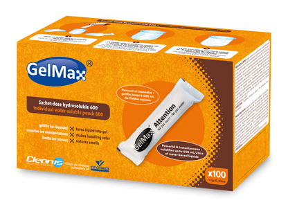 GelMax® de Cleanis– Sachets hydrosolubles super-absorbants pour toilettes sèches
